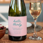 Moderne Roze Pool Party Verjaardag Sparkling Wijnetiket