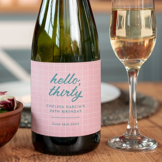 Moderne Roze Pool Party Verjaardag Sparkling Wijnetiket