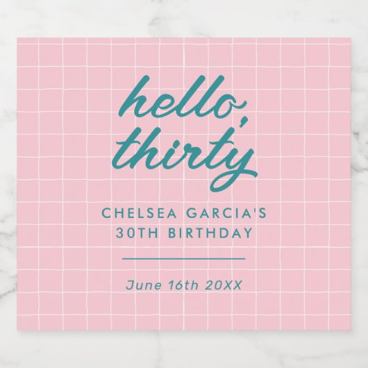 Moderne Roze Pool Party Verjaardag Sparkling Wijnetiket (Enkel label)