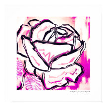 Moderne Roze Pop Art Roos Watercolor Schilderij