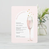 Moderne roze pop de bruine champagne bridal  kaart (Staand voorkant)