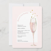 Moderne roze pop de bruine champagne bridal  kaart (Voorkant)