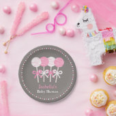Moderne roze Poppen Baby shower Papieren Bordje (Feest)