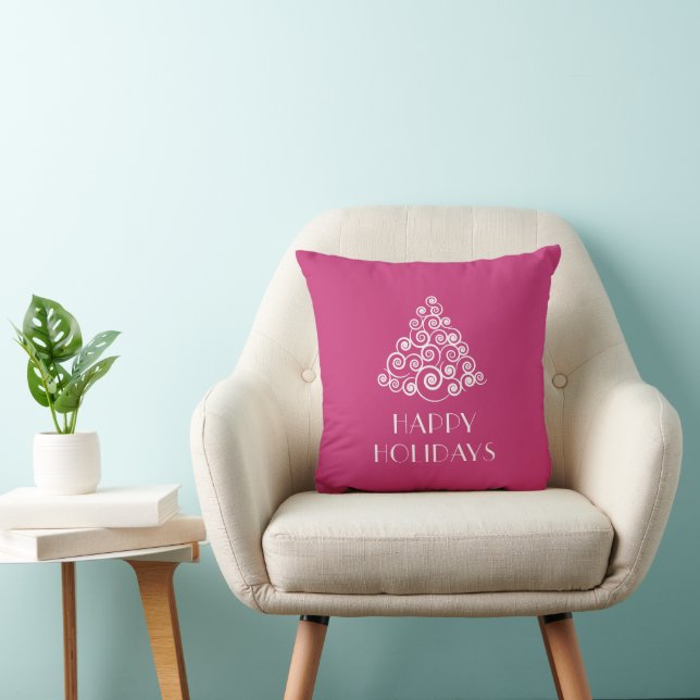 Moderne Roze Prettige Feestdagen Kerstmis Kussen (Stoel)