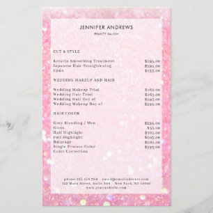 Moderne roze prijslijst voor zout flyer