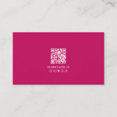 Moderne Roze Professionele QR Code Foto Logo Visitekaartje (Achterkant)