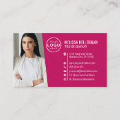 Moderne Roze Professionele QR Code Foto Logo Visitekaartje (Voorkant)