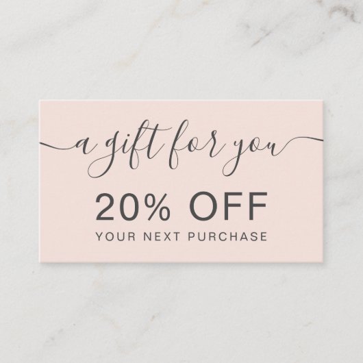 Moderne roze professionele typografie kortingskaartje (Voorkant)