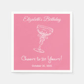 Moderne Roze Proost op 30 Jaar Verjaardag Servette Servet (Voorkant)