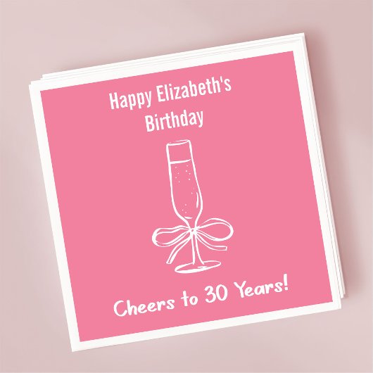 Moderne Roze Proost op 30 Jaar Verjaardag Servette Servet