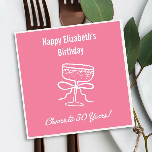 Moderne Roze Proost op 30 Jaar Verjaardag Servette Servet