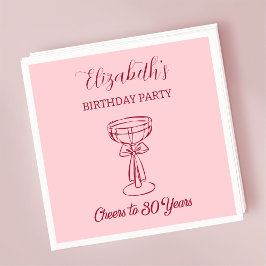 Moderne Roze Proost op 30 Jaar Verjaardag Servette Servet