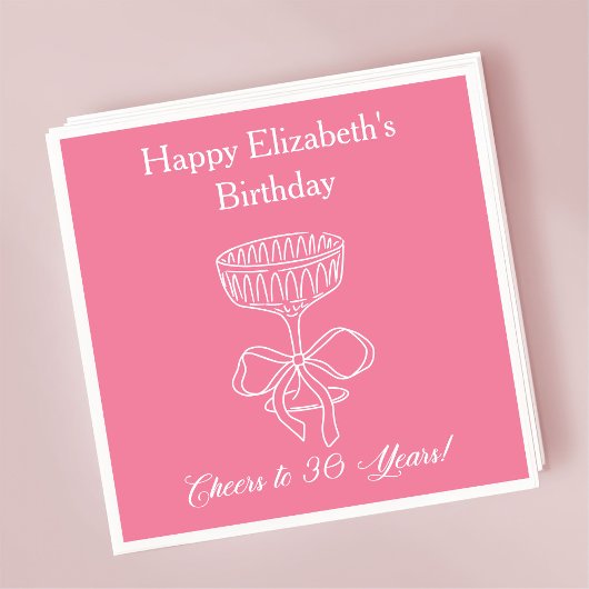 Moderne Roze Proost op 30 Jaar Verjaardag Servette Servet