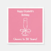 Moderne Roze Proost op 30 Jaar Verjaardag Servette Servet (Voorkant)