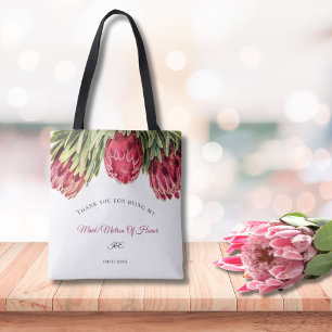 Moderne Roze Proteas Bloemige Trouw Bruidsmeisje V Tote Bag