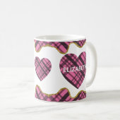 Moderne Roze Pset Love Heart Wife Name Koffiemok (Voorkant rechts)