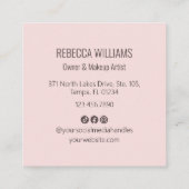 Moderne Roze QR Code 3 Foto Make-up Vierkante Visitekaartje (Achterkant)