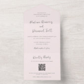 Moderne Roze QR Code Eenvoudige bruiloft All In One Uitnodiging (Binnen)