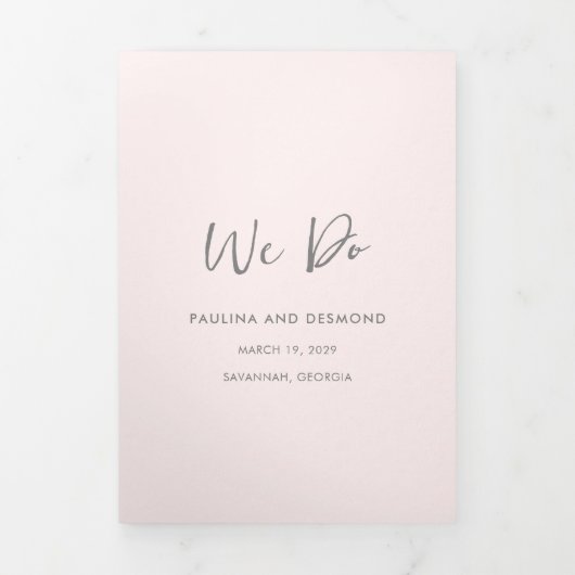 Moderne Roze QR Code Eenvoudige bruiloft Drieluik Uitnodiging (Cover)