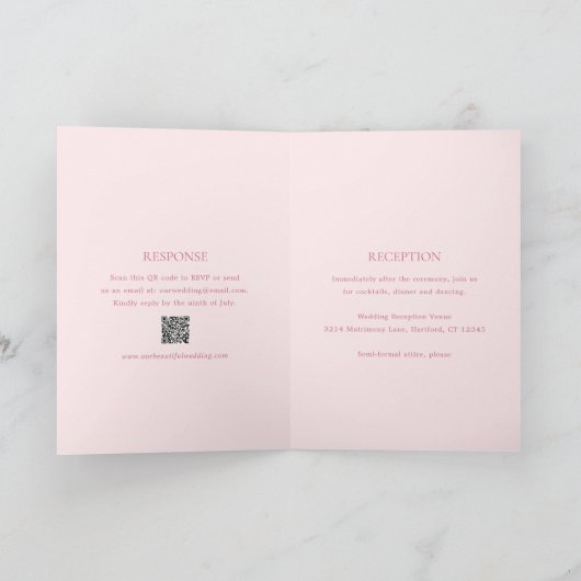 Moderne roze QR-code elegante bruiloft (Binnen)