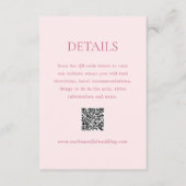 Moderne Roze QR Code Elegante bruiloft Informatiekaartje (Voorkant)