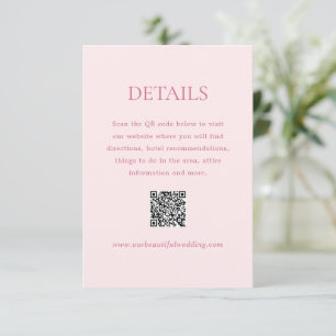 Moderne Roze QR Code Elegante bruiloft Informatiekaartje