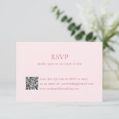 Moderne Roze QR Code Elegante bruiloft RSVP Kaartje (Staand voorkant)