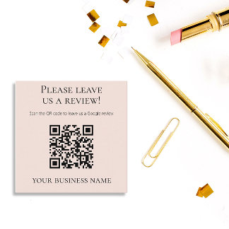 Moderne Roze QR Code Google Review Vierkante Visitekaartje