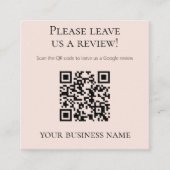 Moderne Roze QR Code Google Review Vierkante Visitekaartje (Voorkant)