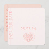 Moderne Roze QR code hart Bruiloft Save the Date (Voorkant / Achterkant)