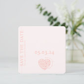 Moderne Roze QR code hart Bruiloft Save the Date (Staand voorkant)