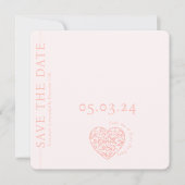 Moderne Roze QR code hart Bruiloft Save the Date (Voorkant)