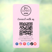 Moderne roze QR-code maakt verbinding met sociale Raamsticker (Vel 3)