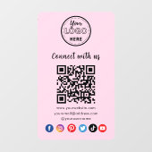 Moderne roze QR-code maakt verbinding met sociale Raamsticker (Vel)