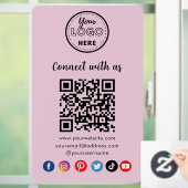 Moderne roze QR-code maakt verbinding met sociale Raamsticker (Huis)