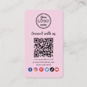 Moderne roze QR-code maakt verbinding met sociale Visitekaartje (Voorkant)