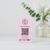 Moderne roze QR-code maakt verbinding met sociale Visitekaartje (Staand voorkant)