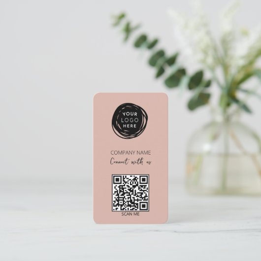 Moderne roze QR-code Sociale media Visitekaartje (Staand voorkant)