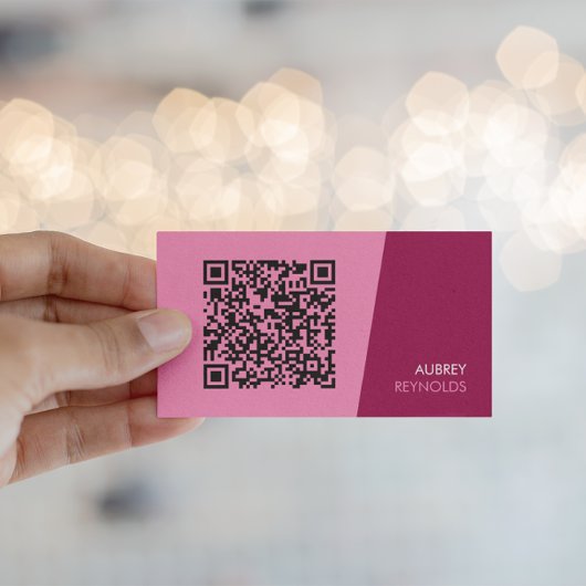 Moderne Roze QR-code Visitekaart Visitekaartje