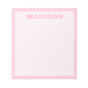 Moderne Roze Rand Minimalistische Monogram Notitieblok