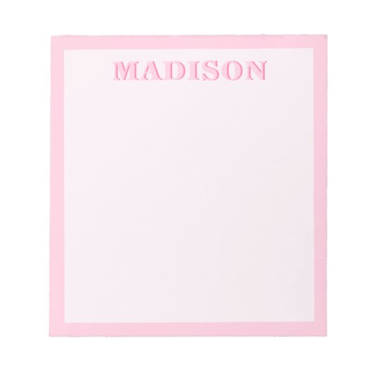 Moderne Roze Rand Minimalistische Monogram Notitieblok (Voorkant)