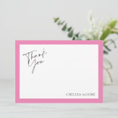 Moderne Roze Rand Stip Plat Bedankkaart (Staand voorkant)