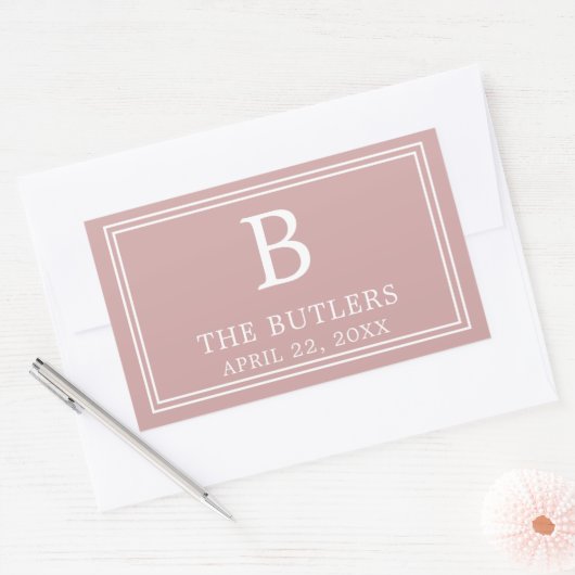 Moderne roze rechthoekige sticker (Envelop)