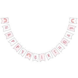 Moderne roze regenboeg Happy Birthday Vlaggetjes
