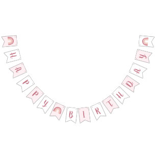 Moderne roze regenboeg Happy Birthday Vlaggetjes