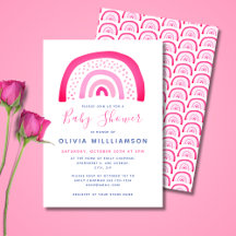 Moderne roze regenboog baby shower