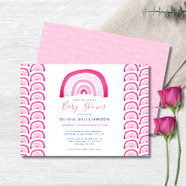 Moderne Roze Regenboog Baby Shower Kaart