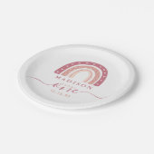 Moderne roze regenboog eerste verjaardag papieren bordje (Gekanteld)