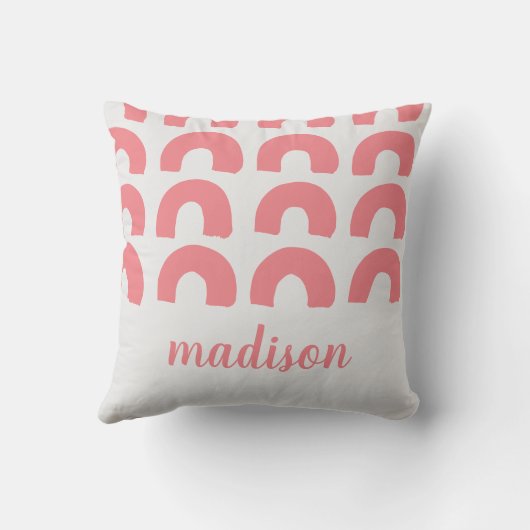 Moderne roze regenboog grijs Schattige Kind Aangep Kussen (Achterkant)