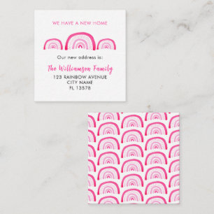 Moderne Roze Regenboog Verhuiswoning Notitiekaartje
